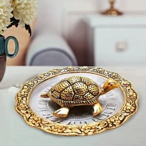 YAKONDA Metel Feng Shui Turtle On Glass Plate for Vastu and Good Luck ...