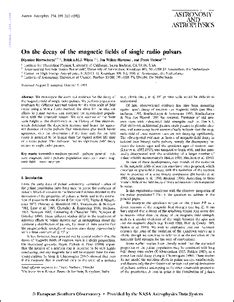 On the decay of the magnetic fields of single radio pulsars ...