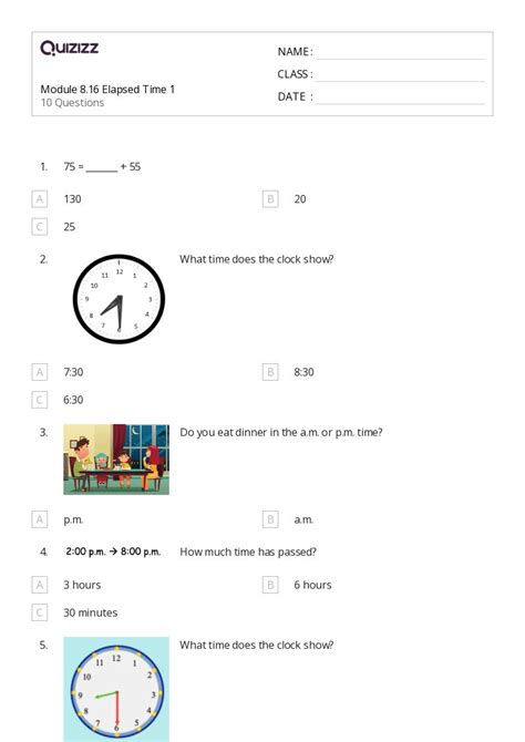 50+ Elapsed Time worksheets for 2nd Class on Quizizz | Free & Printable