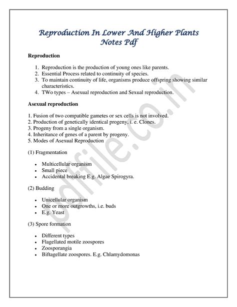 Reproduction In Lower And Higher Plants Notes Pdf converted compressed ...