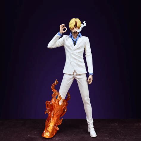 White Sanji Standing Action Figure With Fire In One Leg (32 Cm Height ...