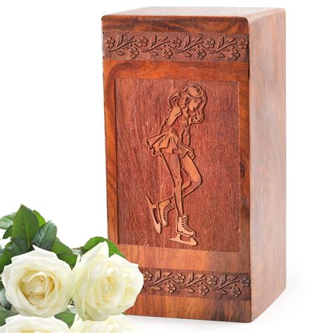 Buy Ice Skating Wooden Box Urns - Handcrafted Funerary Urns For Ashes ...