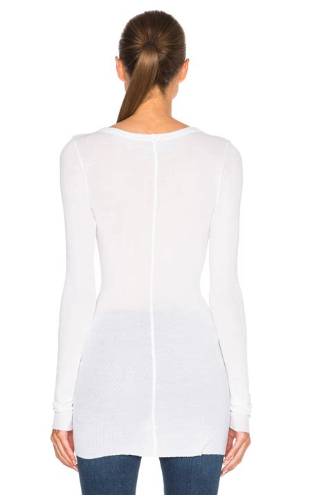Enza Costa Rib Long Sleeve Crew Top in Cloud | FWRD