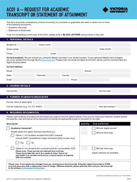 2023-2026 Form AU Victoria University AC01 A - Blank Fillable Template ...