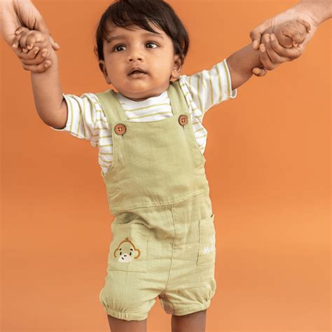 Monkie - Crinkled Muslin Dungarees