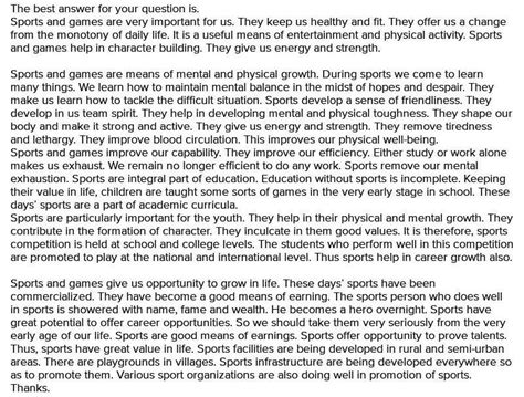 a essay on importance of games - Brainly.in