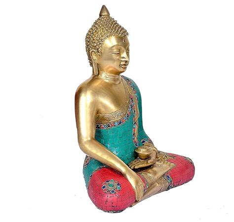 Brass Buddha Bhumisparsha Mudra Murti (Height: 15 inches) – AONA INDIA