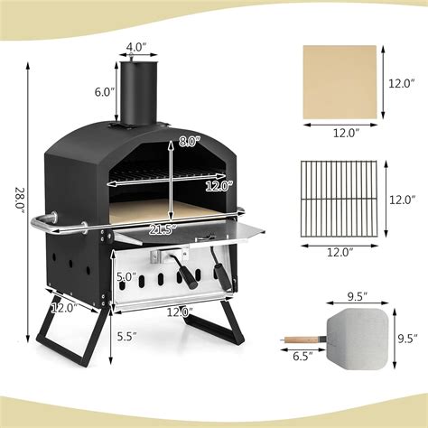 COSTWAY Picnic Outdoor Pizza Oven, Wood Fire Stone India | Ubuy