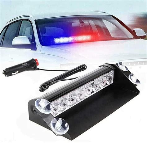 Auto Hub Waterproof 8 LED Red Blue Police Flashing Light for All Cars ...