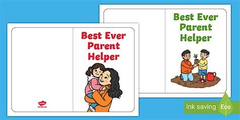 Black and White Best Ever Parent Helper Card (teacher made)