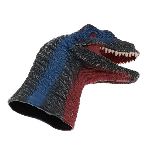 Simulation Dinosaur Animal Head Model Hand Puppet Kids Toy Velocirapto ...