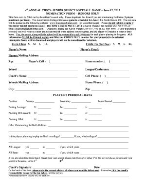 Fillable Online oldsaybrook k12 ct Junior Select Nomination Form 2012 ...