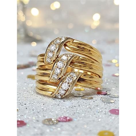 Women's Gold & Silver Plated Copper Stacking Ring, Elegant Rhinestone ...