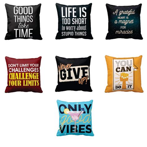 Buy TheYaYaCafe® 24X24 inches Set of 7 Cushion Covers Good Things Take ...