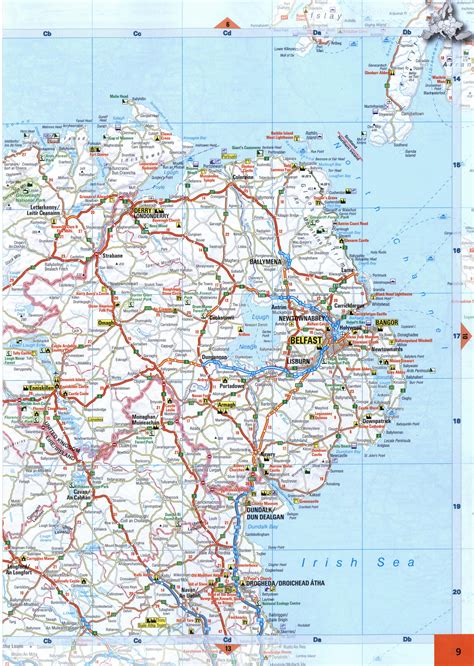 Detailed map Northern Ireland scale with cities roads towns natural ...