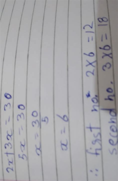 if the sum of two numbers is 30 and their ratio is 2/3 then find the ...