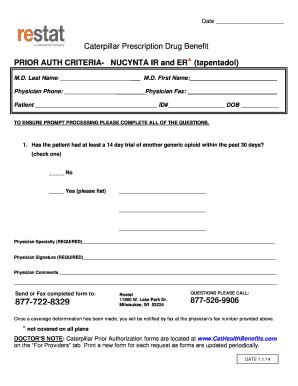 Caterpillar Prescription Drug Prior Authorization Form - Blank Fillable ...