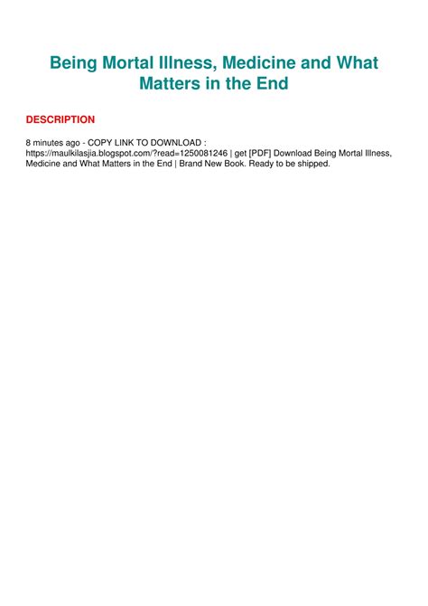 PPT - [PDF] READ] Free Being Mortal Illness, Medicine and What Matters ...