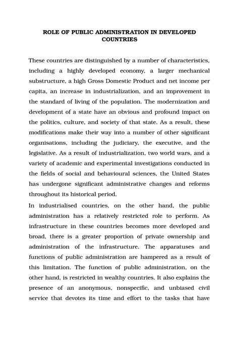 Role of Public Administration in developed countries - ROLE OF PUBLIC ...