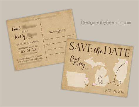 Vintage Postcard Save The Date