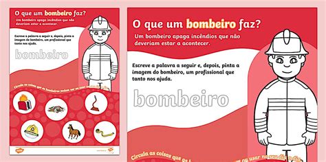 O que um bombeiro faz? - Ficha de atividade