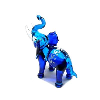 Buy Handmade Mini Blue Elephant with Thai Art Glass Blown Wild Animal ...