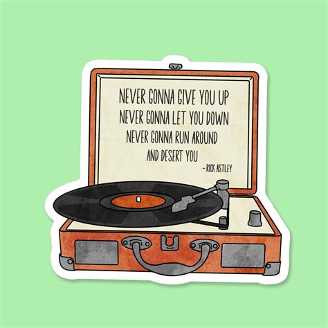 Sticker "never Gonna Give You Up", Rick Astley Lyrics Sticker, Retro ...