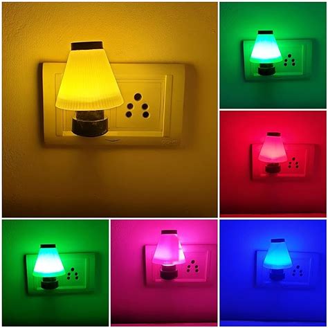 Buy Plastic Night_Plug _LED Lamp Pack Of 3, Multicolour Online at Low ...