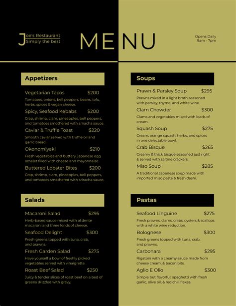 Create a Free Printable Menu 的图像结果