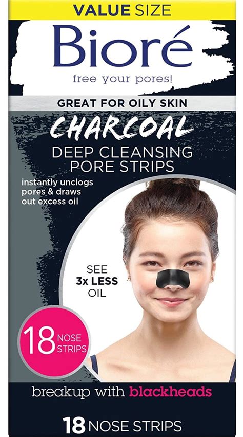 Bioré charcoal deep cleansing pore strips nose strips for blackhead ...