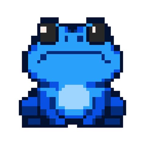 Vector blue frog with teary eyes pixel art style suitable for sticker ...