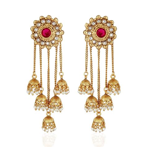 Shining Diva Fashion Gold Plated Stylish Pearl Jhumka Jhumki ...