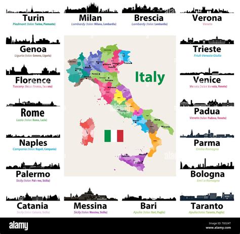 map of Italy with largest italian cities skylines silhouettes Stock Vector Image & Art - Alamy