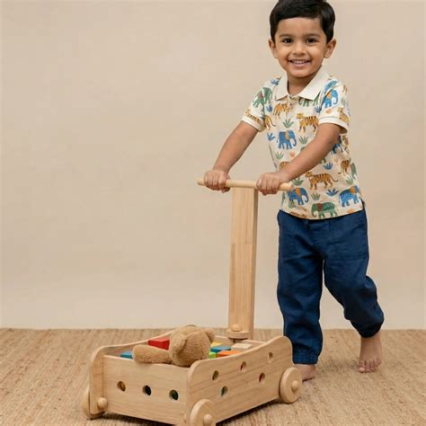 Kids Wooden Farm Trolley | Premium Montessori Storage & Play Cart ...