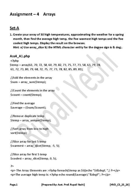 WT-I Assignment 4: Analyzing High Temperatures with Arrays - Studocu