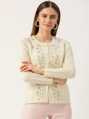 Buy APSLEY Off White Embroidered Cardigan Online