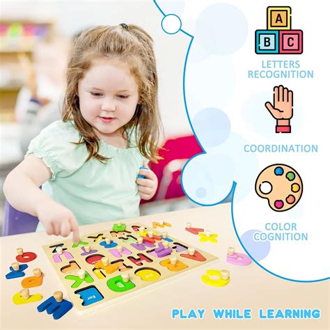 DASEINNGEE Alphabet Wooden Peg Puzzles Educational Learning India | Ubuy