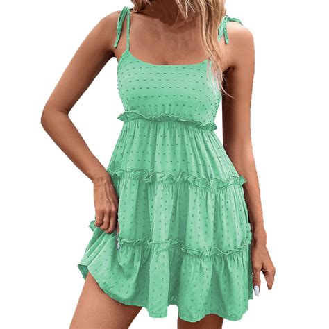 BLVB Womens Summer Dresses 2024 Swiss Dot Spaghetti Strap Sundress ...