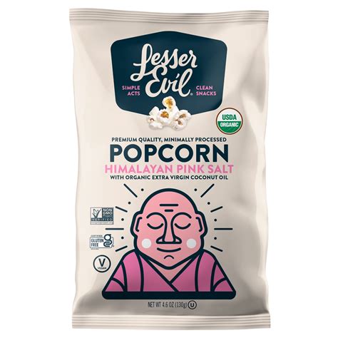 LesserEvil Organic Popcorn, Himalayan Pink Salt, 4.6 oz - Walmart.com