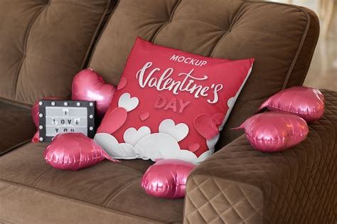 Valentines day pillow merchandise mockup | Premium PSD