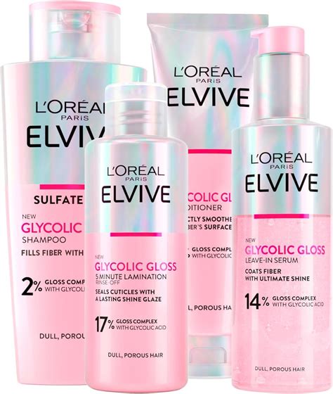 L'Oréal Paris Elvive Glycolic Gloss Conditioner 150ml + Shampoo 200ml ...