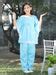 Cutiekins Stripe & Geometric Printed Kaftaan & Palazzo Set -Sky Blue