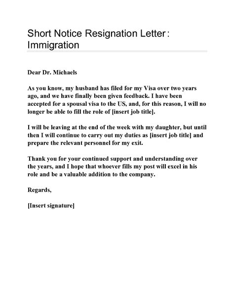 30+ Short Notice Resignation Letters (FREE) - TemplateArchive