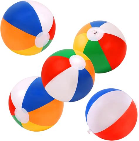 Amazon.com: GRNVDWN 5 Packs 24" Inflatable Large Beach Balls Rainbow ...