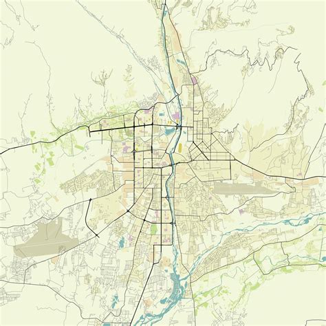 Szczegółowa wektorowa mapa miasta Duszanbe Tadżykistan | Wektor Premium