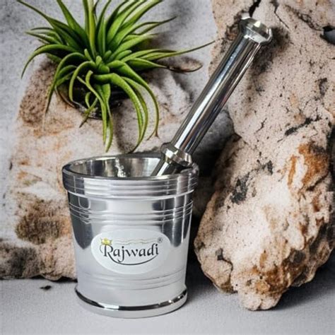 Buy Rajwadi Stainless Steel Mortar & Pestle Set|Spice Mixer|Khalbatta ...