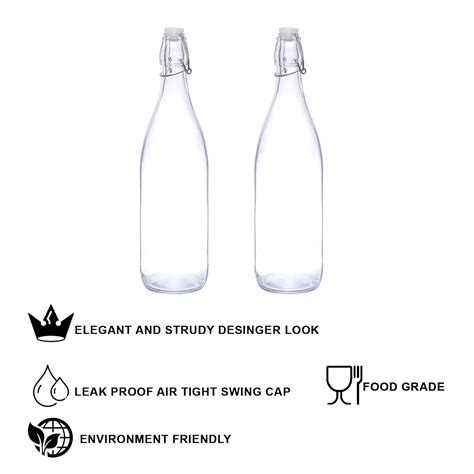 Cutting EDGE Glass Bottle 1100ml Air Tight & Leak Proof Flip Cap Water