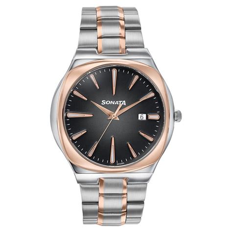 Buy Online Sonata Festive Quartz Analog Black Dial Two Toned Metal ...