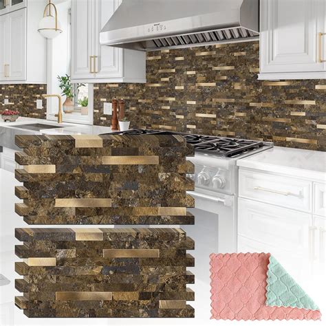 StyloVue 20 Sheets Peel and Stick Backsplash for Kitchen, Rust Slate ...