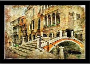 Romantic Venice D4 Paper Poster Black Frame | Paper Print - Abstract ...
